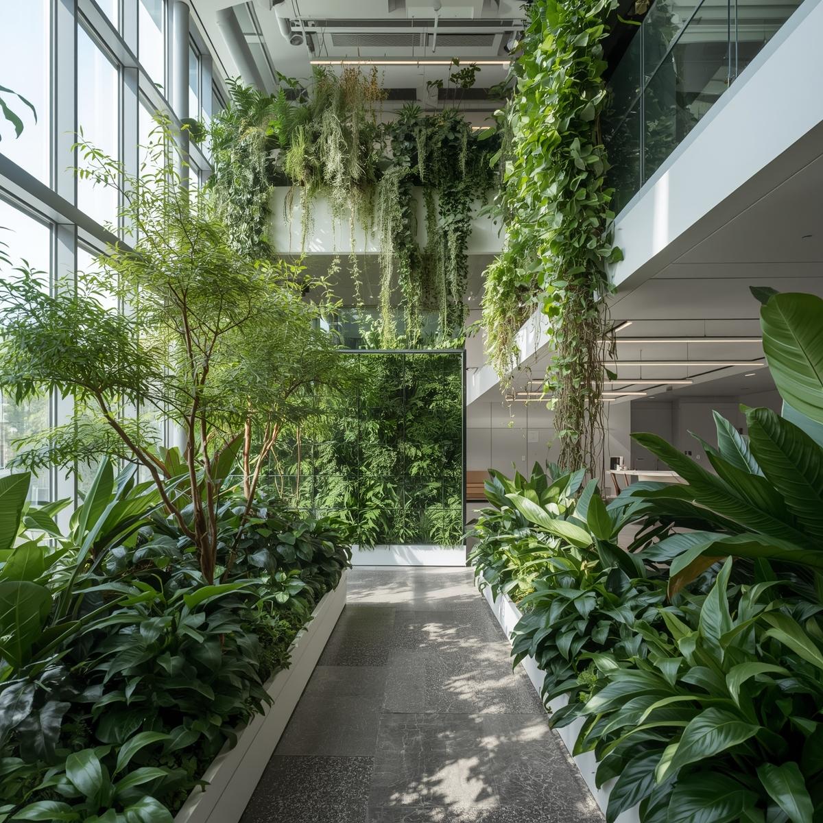 Grönt kontor med växter