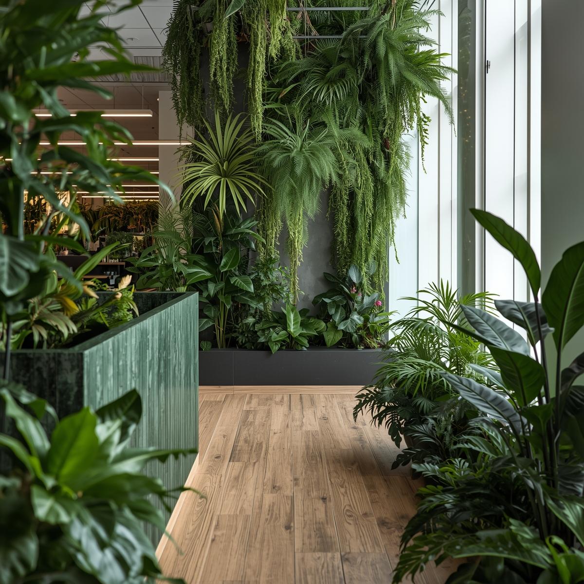 Tropiska växter i kontorsreception